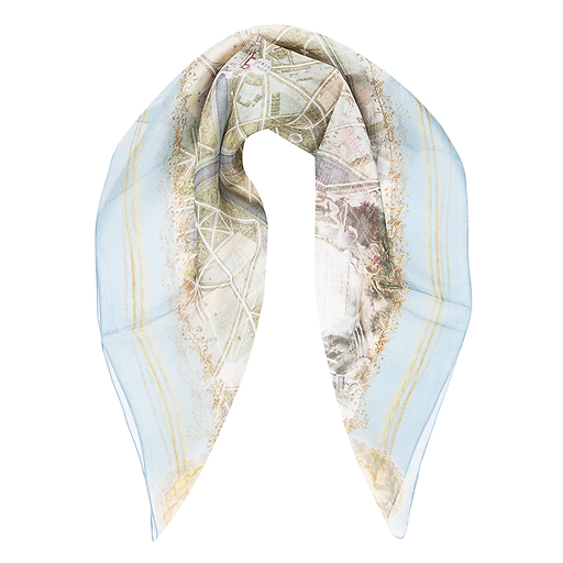 Plans of Versailles Silk square scarf - Brochier - Blue