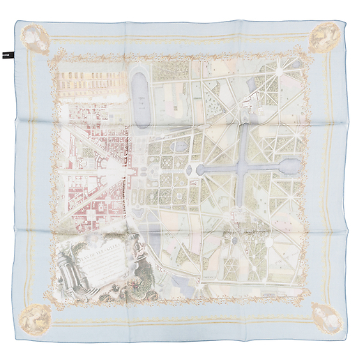 Plans of Versailles Silk square scarf - Brochier - Blue