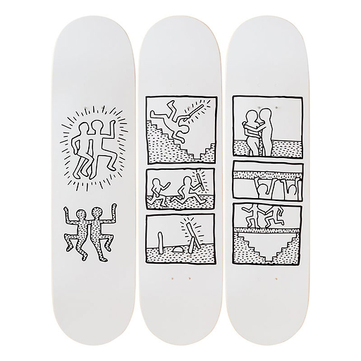 Skateboards Triptych Keith Haring Untitled 1981 - The Skateroom