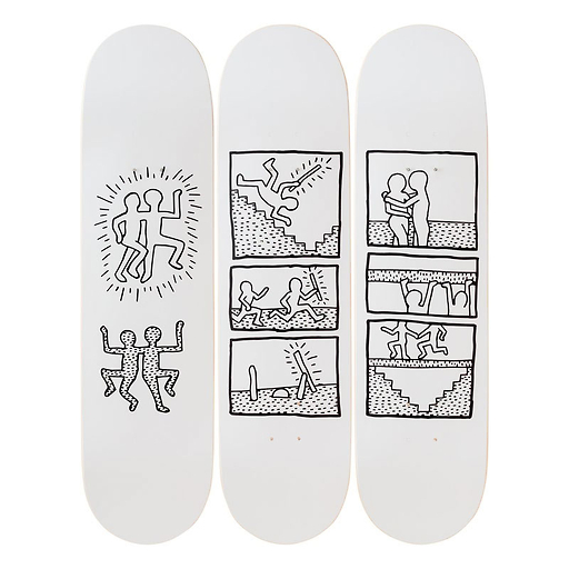 Skateboards triptyque Keith Haring Untitled 1981 - The Skateroom