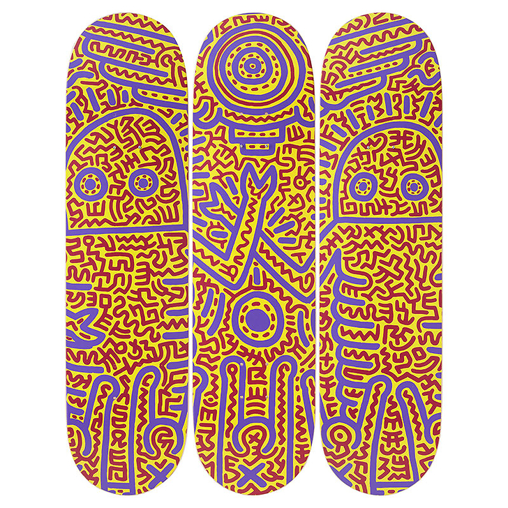 Skateboards triptyque Keith Haring Untitled 1984 - The Skateroom