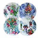 Coffret de 4 assiettes 21cm Marc Chagall - Les bouquets de fleurs - Bernardaud