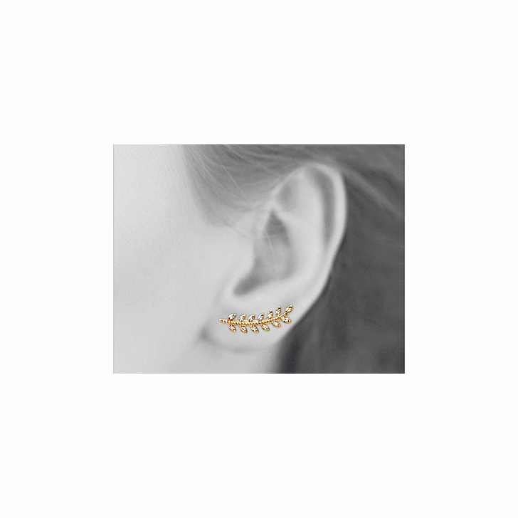 BO CONTOUR FEUILLES DE LAURIE Boucles contour d'oreilles Feuilles de laurier, plaqué or