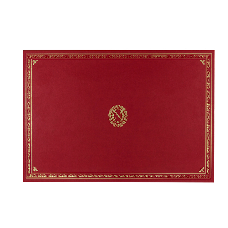 SOUS-MAIN BUREAU ROUG EMBLEMES Sous-main bureau Rouge Emblèmes Napoléon, impression sur carte, sérigraphie or