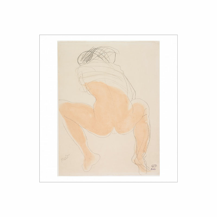 Reproduction Auguste Rodin - Femme accroupie vue de dos, un vêtement sur les épaules
