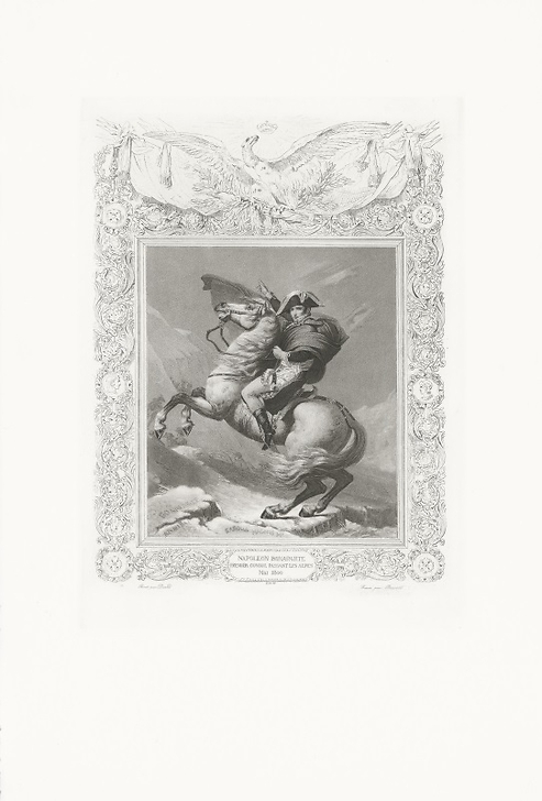 Engraving Napoleon Bonaparte, First Consul, crosses the Alps in