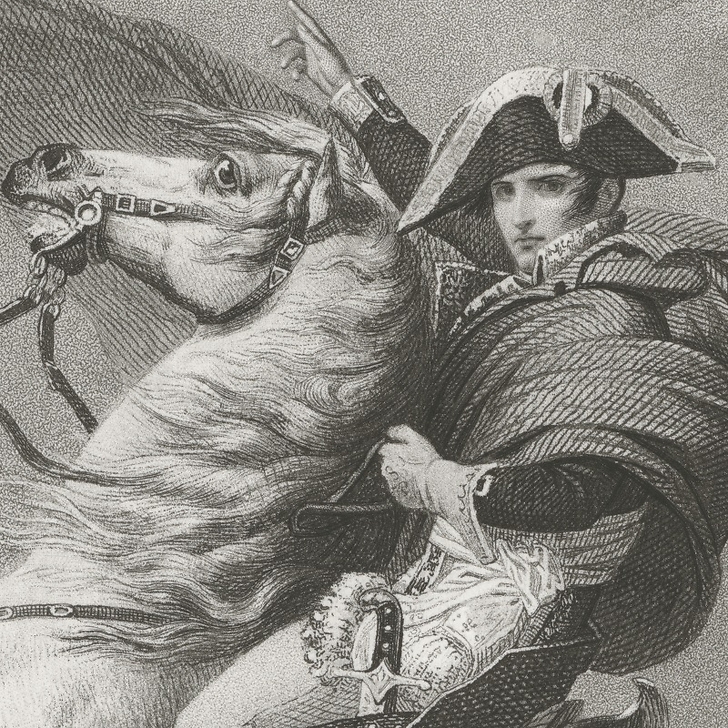 Engraving Napoleon Bonaparte, First Consul, crosses the Alps in