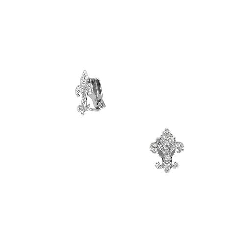 Boucles d'oreilles Fleur de Lys, argent et strass