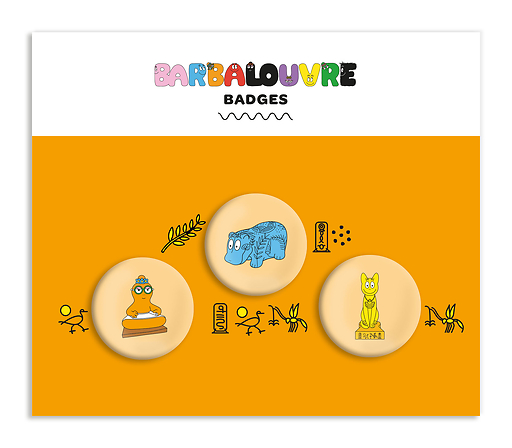 BarbaLouvre - Set de 3 badges Barbapapa