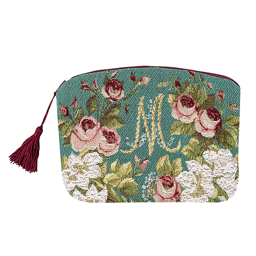 Trousse tapisserie Marie Antoinette vert 15x20 cm