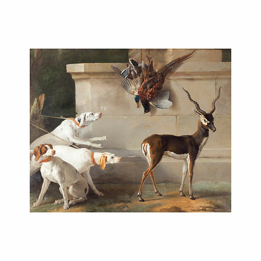 Reproduction sous Marie-Louise Jean-Baptiste Oudry - Trois chiens et une antilope, 1745