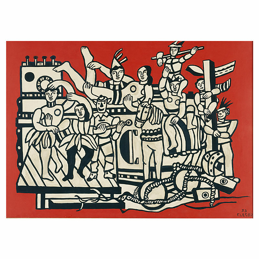 Poster Fernand Léger - The Great Parade with Red Background, 1953