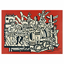 Poster Fernand Léger - The Great Parade with Red Background, 1953