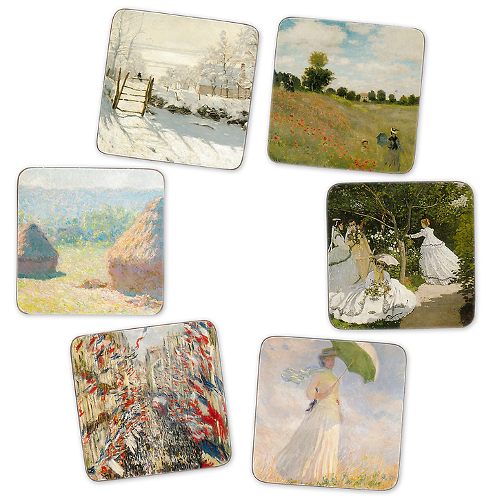 6 cork coasters Monet