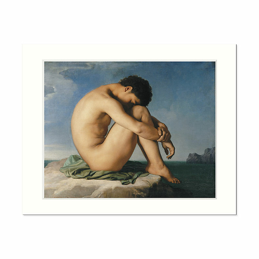 Reproduction sous Marie-Louise Hippolyte Flandrin - Jeune homme nu assis au bord de la mer, 1837