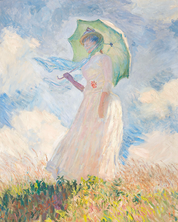 Femme à l'ombrelle tournée vers la gauche