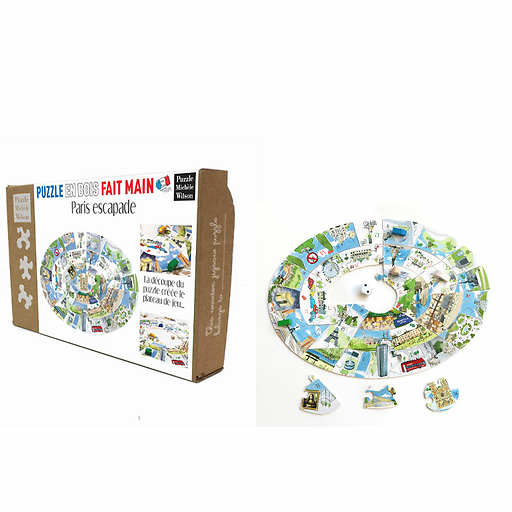 Puzzle Jeu de l'oie en bois 34 pièces Paris escapade - Puzzle Michèle Wilson