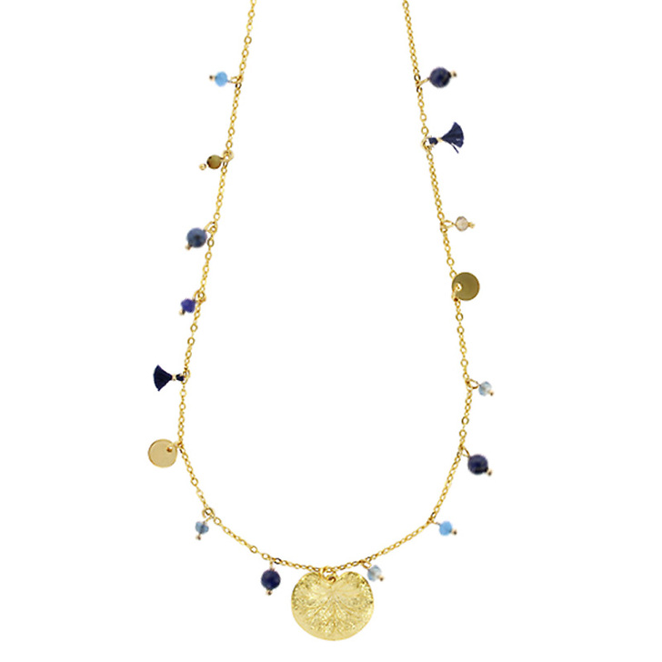 Collier à pampilles bleu turquoise Nymphéa