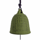 Cast Iron Bell Campana Feng Shui Furin Iwashu - Green