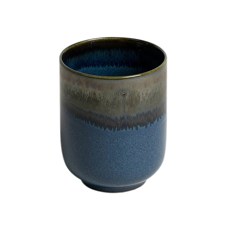 Blue enamel tea cup