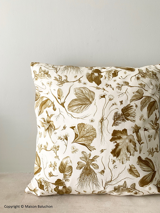 Housse de coussin bronze Herbier du roi Château de Versailles 2022 50x50cm