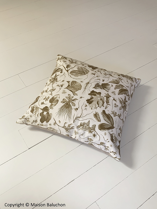 Housse de coussin bronze Herbier du roi Château de Versailles 2022 50x50cm