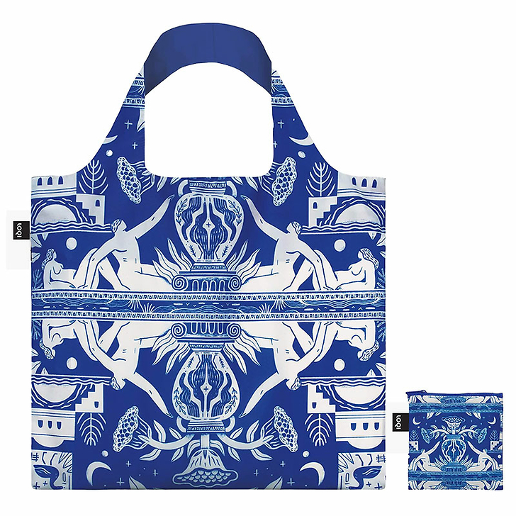 Sac Mark Conlan - Grèce Antique Bleu et blanc recyclé - 50 x 42cm - Loqi