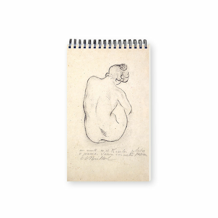 Carnet de croquis Aristide Maillol - Femme accroupie de dos, 1911 - Bloc de 30 feuilles 14 x 22 cm