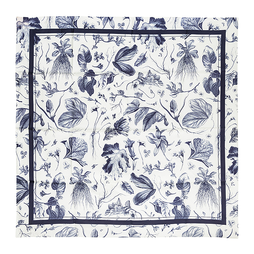 Silk Square 90x90cm - King's Herbarium Blue - Maison Baluchon