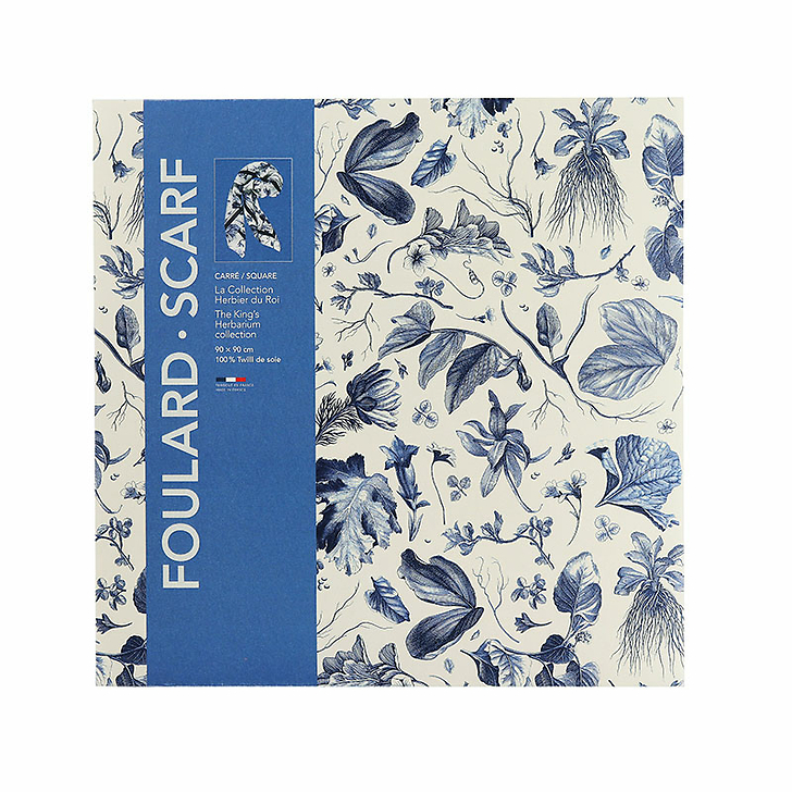Carré de soie 90x90cm - Herbier du roi Bleu - Maison Baluchon
