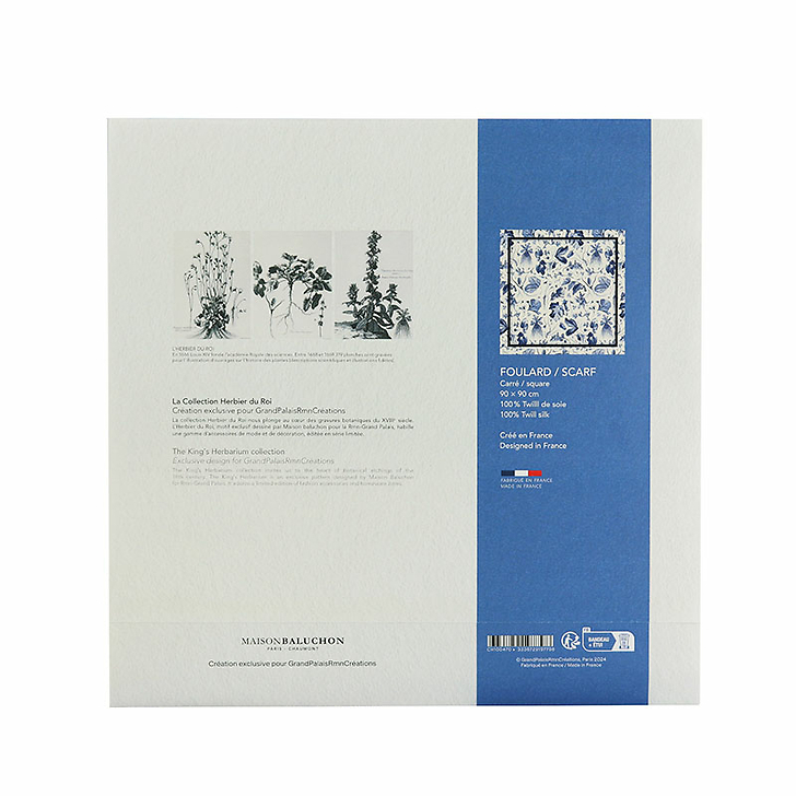 Carré de soie 90x90cm - Herbier du roi Bleu - Maison Baluchon