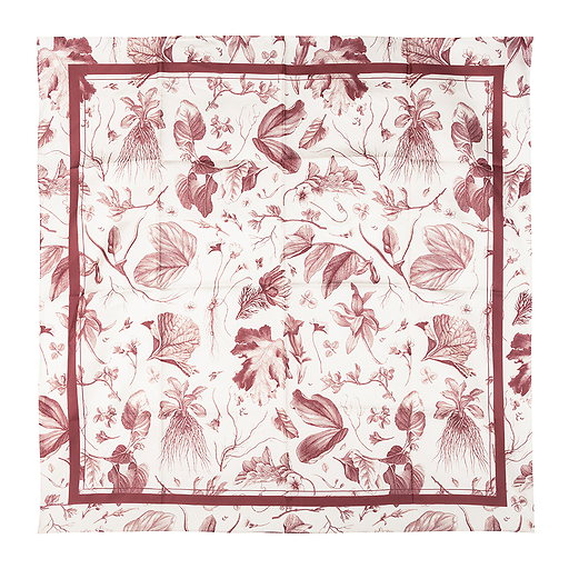 Silk Square 90x90cm - King's Herbarium Red - Maison Baluchon