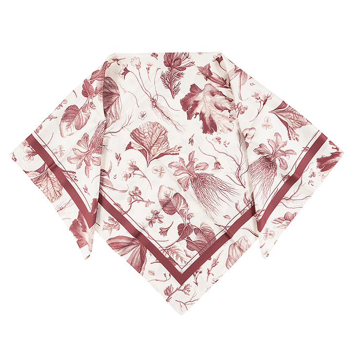 Carré de soie 90x90cm - Herbier du roi Rouge - Maison Baluchon