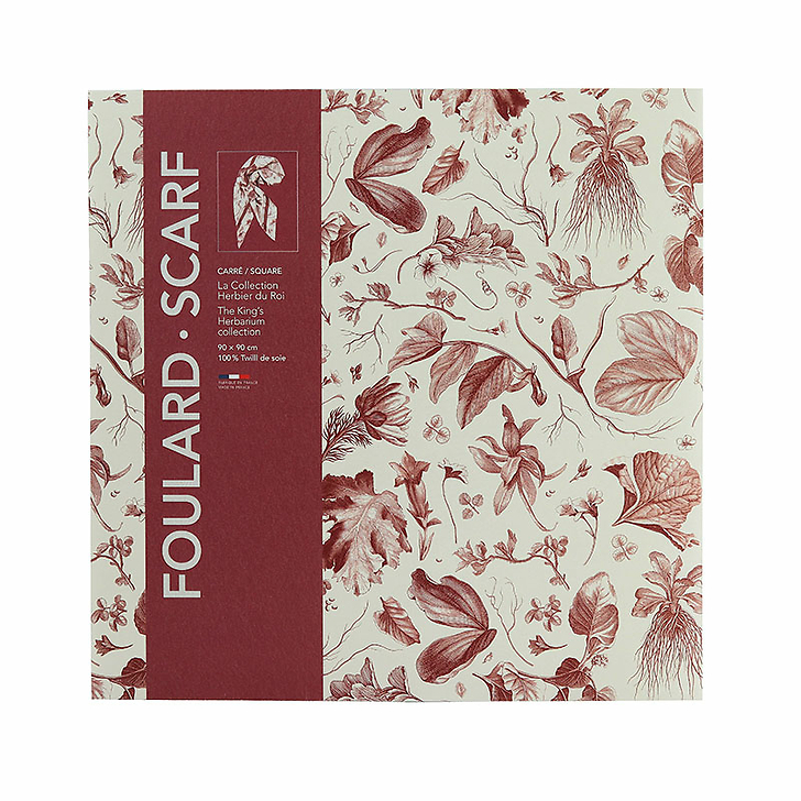 Silk Square 90x90cm - King's Herbarium Red - Maison Baluchon