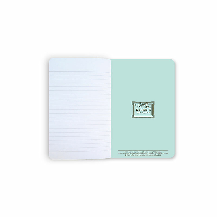 Carnet Galerie des modes - Petit Maître avec un chapeau à la Suisse et un gilet à la Turque - Château de Versailles