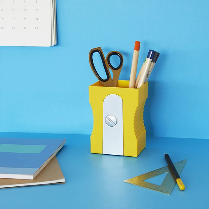 Pot à crayons en plastique Taille-crayon Jaune - Balvi