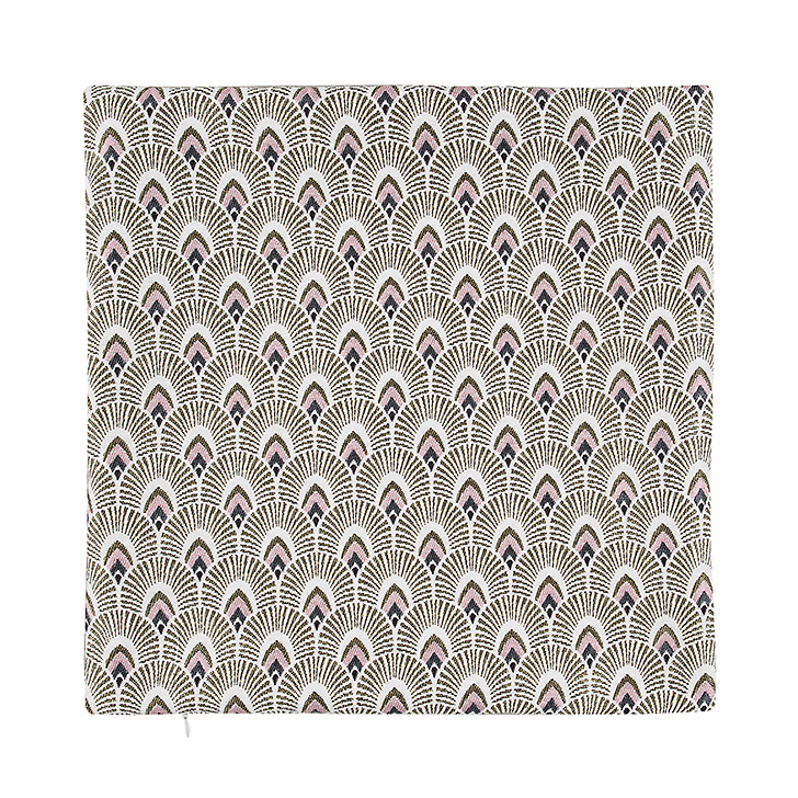 Housse de coussin imprimé paon rose collection Art Nouveau 2022 36x36cm