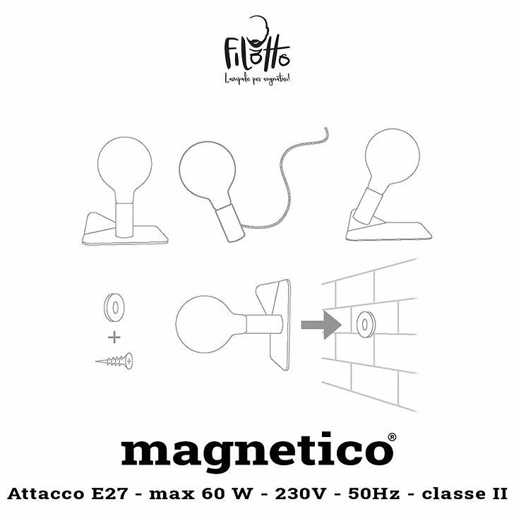 Lampe avec douille magnétique Iride Orange