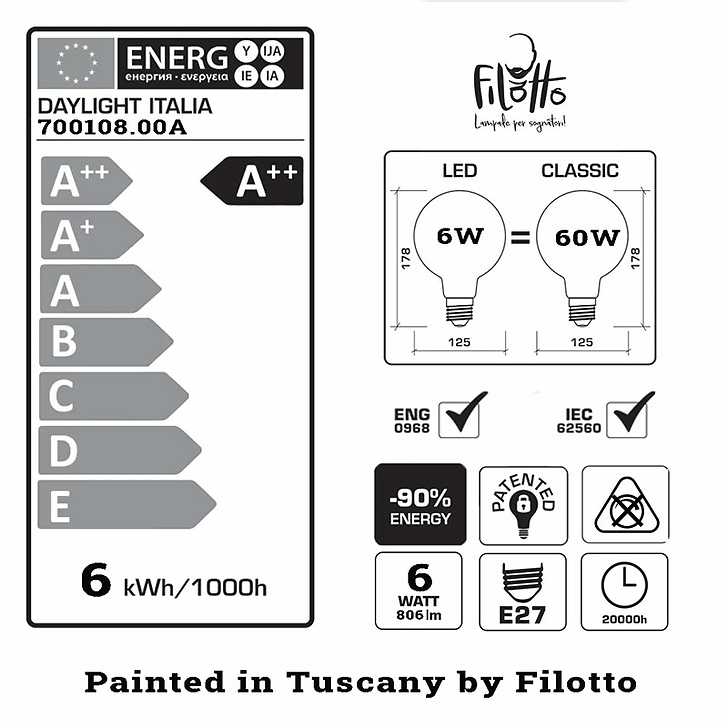 Lampe avec douille magnétique Iride Orange