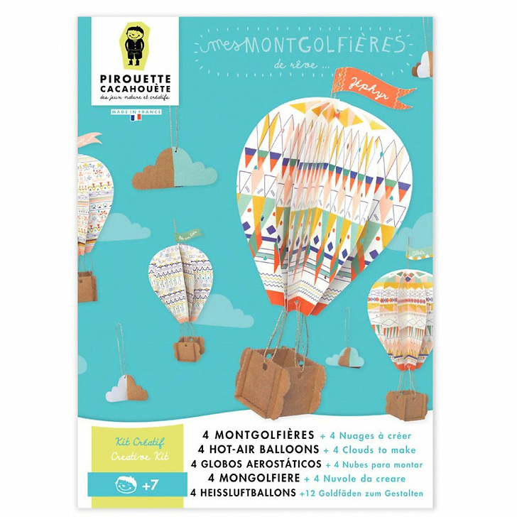 Kit créatif 4 Montgolfières + 4 nuages à créer - Pirouette cacahouète