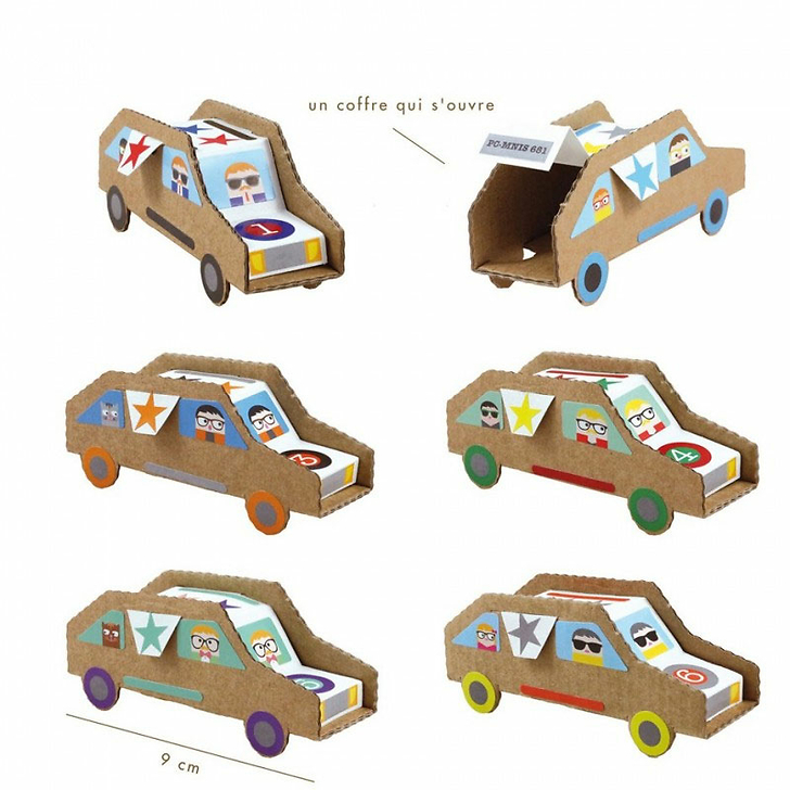 Creative kit 6 cars to make + Stickers - Pirouette cacahouète