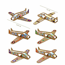 Kit créatif 6 avions à construire + Stickers - Pirouette cacahouète