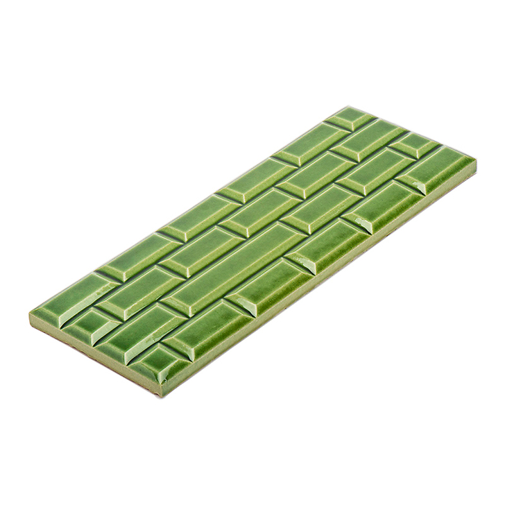 Plaque Grand Rivoli grès émaillé - 25 x 9 x 1 cm - Vert Lutèce - Déjà-vu Paris