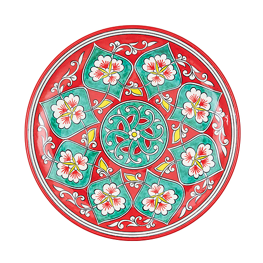 Plat en céramique Fleur Rouge /turquoise - Ø 30cm - La maison Ottomane