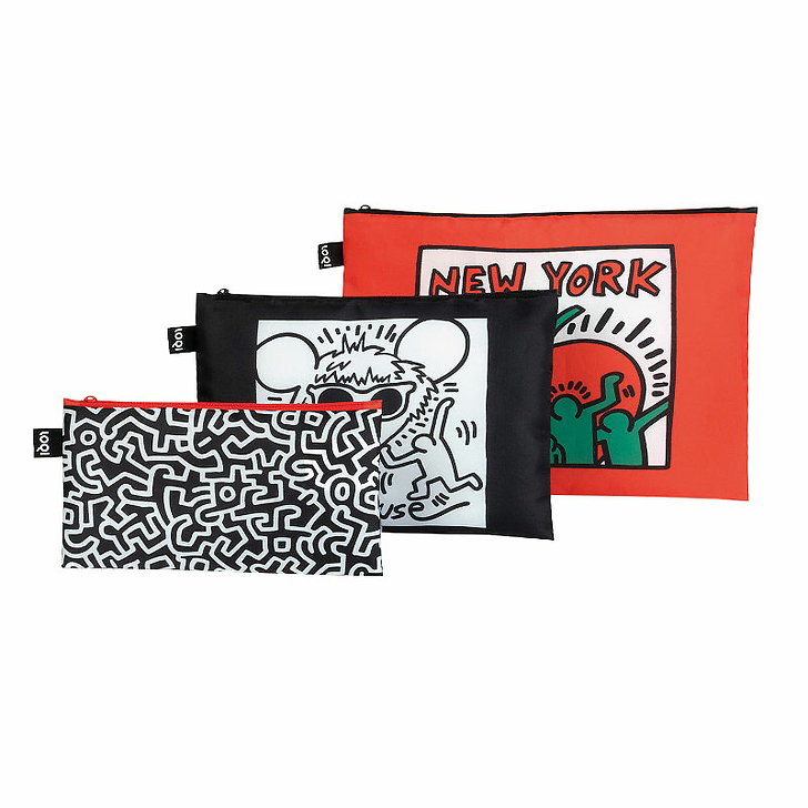 Lot de 3 pochettes Keith Haring New York - Loqi