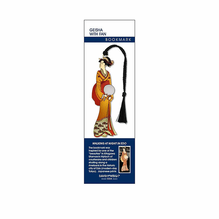 Marque-page en métal Geisha à l'éventail