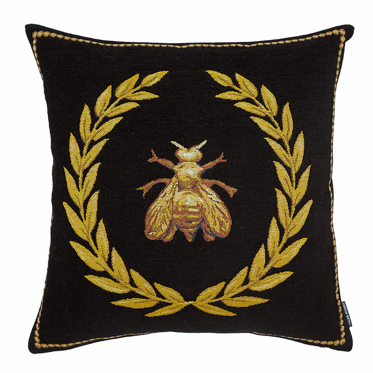 Housse de coussin Abeille - Fonds noir - Jules Pansu - 45 x 45 cm