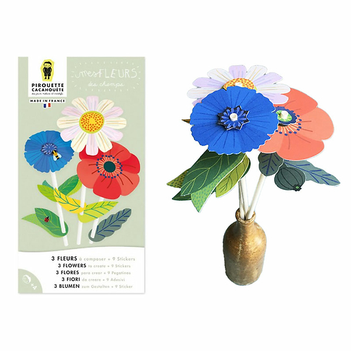 Kit créatif - 3 Fleurs à composer + 9 stickers - Mes fleurs des champs