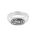 Ring signet egyptian with four deities, silver