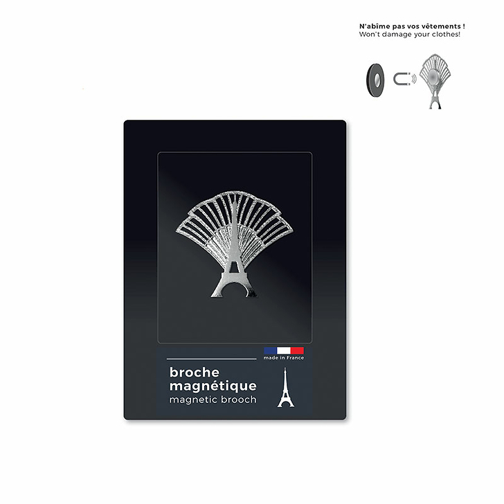 Magnetic Brooch Festive Eiffel Tower Silver-plated - tout simplement,